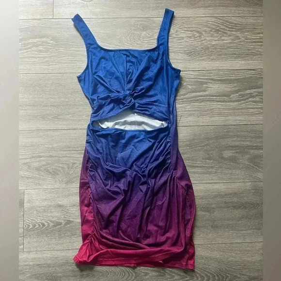 Amazon Dresses & Skirts - NWOT Pink Purple Blue Cut Out Ombre Bodycon Dress Size M